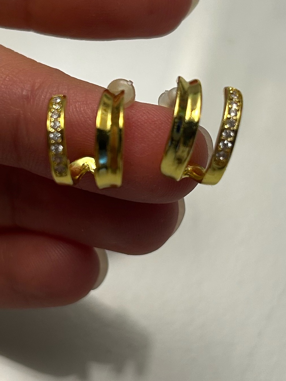 Gold-Tone Faux Double Piercing Earing
